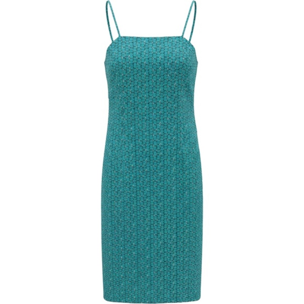 Banana Republic Linen Blend Geo Dress - Womens Size Medium Teal -‎ #48539-D5